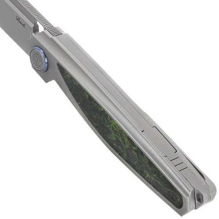 Nóż składany Rike Knife Baidi T Titanium/Green Carbon Fiber, Bead Blasted M390 (RK-Baidi-T-P/GCF)