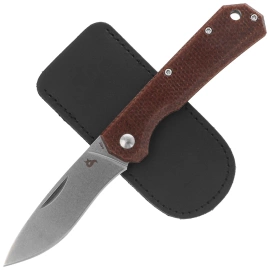 BlackFox Ciol Knife Brown Canvas Micarta, Stonewashed 440C by Denis Simonutti (BF-748 MIB)