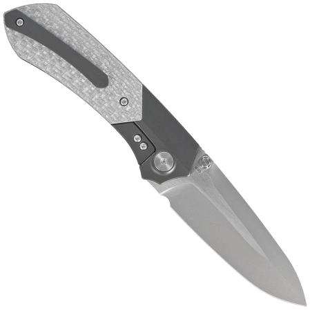 Remette RT-Meteor Knife Black Titanium/Gray Carbon Fiber, Pearlescent M390 (RTPT-B)