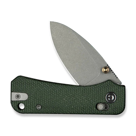 Civivi Baby Banter 2 Knife Green Canvas Micarta, Gray Stonewashed Nitro-V by Ben Petersen (C23074-3)