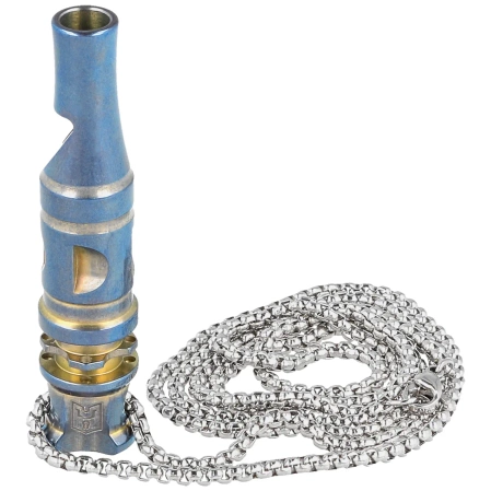 Gwizdek sygnalizacyjny Bestech Whistle Blue/Gold Titanium z łańcuszkiem (BM02A)