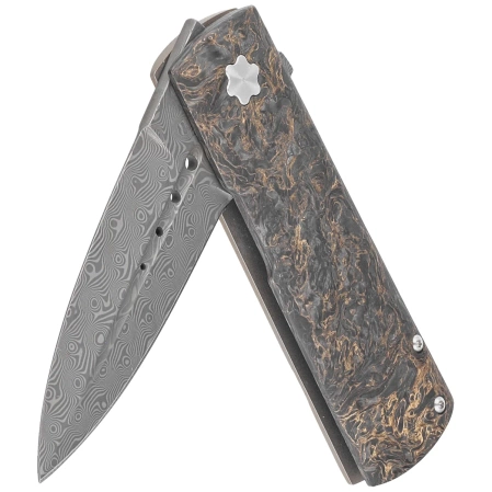 Nóż składany Maserin Daga Black/Gold FatCarbon, Damascus Small Roses by Attilio Morotti (372/DG)