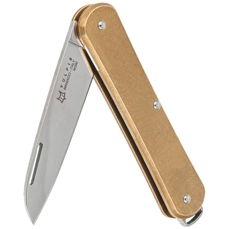 Fox Vulpis Brass, Polished M390 Pocket Knife (FX-VP130 OT)