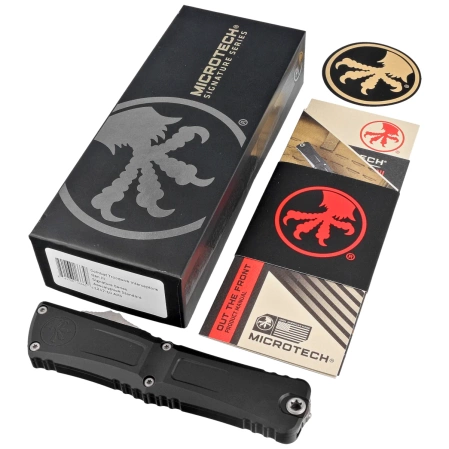 Microtech Combat Troodon Gen III Interceptor Signature OTF Knife Black Aluminum, Apocalyptic M390MK by Tony Marfione (1217-10APS)