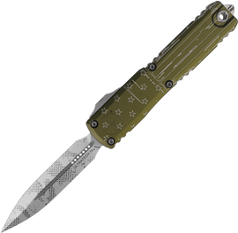 Microtech Ultratech Gen IV D/E OTF Knife Hero OD Green Aluminum, Stonewashed Pixel M390MK by Tony Marfione (11224-10ODHR)