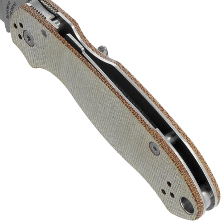 Spyderco Para 3 Knife Brown Canvas Micarta, Satin Cru-Wear by Sal and Eric Glesser (C223MPCW)