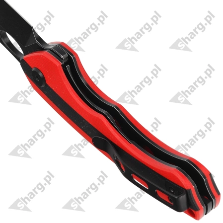 Nóż składany Bestech Skirmish Red / Black G10, Black Stonewashed D2 (BG44D)