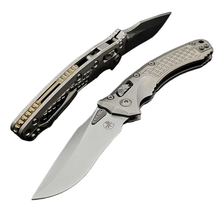Microtech Marfione Select Amphibian Ram-Lok S/E Knife Stonewashed Frag Pattern Titanium, Stonewashed M390MK by Tony Marfione (137RL-10FRMS1)