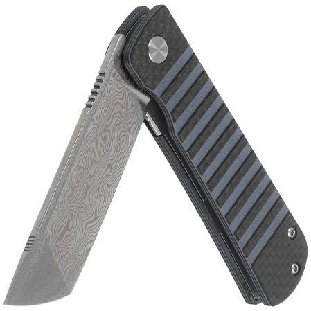 Nóż składany Bestech Titan Black Carbon Fiber/Blue G10, Damascus by Keanu Alfaro (BL05A)