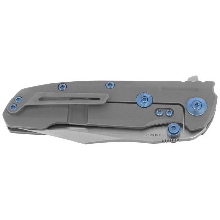 Reate District 9 V2 Knife Dark Bead Blast Titanium, Blue HD, Satin 154CM (9D-V2 TDBB SAT)