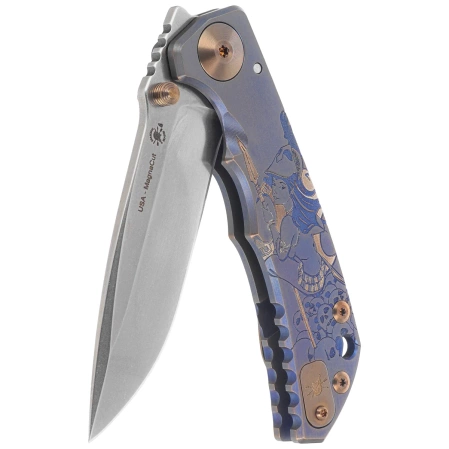Nóż składany Spartan Blades Harsey Folder Babe Blue Titanium, Bronze HW, Satin MagnaCut by William W. Harsey (SF5BABE)