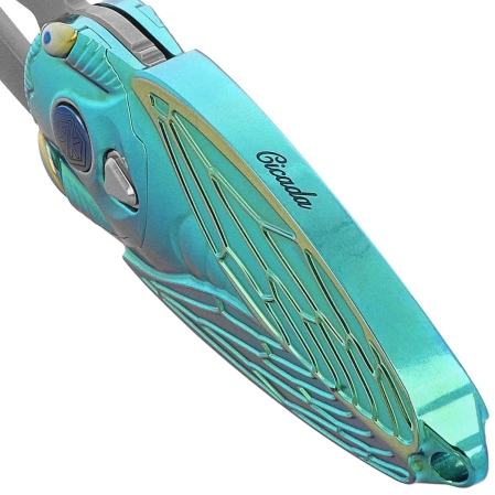 Rike Knife RK Cicada-GG Green / Gold Titanium, Bead Blasted M390