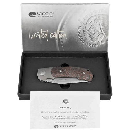 Nóż składany Viper Turn LE 111/300 Titanium/Dark Matter Copper Fat Carbon, Bead Blasted M390 by Fabrizio Silvestrelli (V5986FCC)