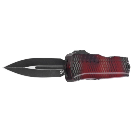 Nóż automatyczny OTF Microtech Cypher II D/E Signature Red X-51 Aluminium, Distressed Black M390MK (1242-1RDX51S)