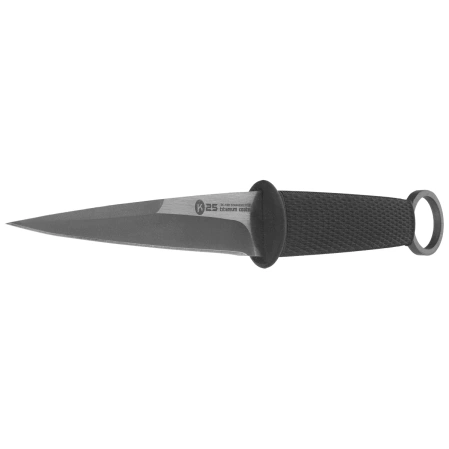 K25 RK-32693 Boot Knife Rubber Black, Titanium/Brushed 3Cr13Mov