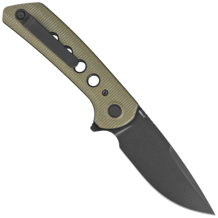 Reate PL-XF-4 Knife Green Micarta/Black G10 Inlay, Black PVD Nitro-V