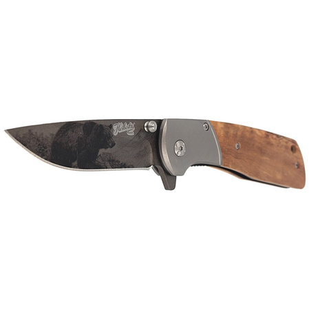 Nóż składany myśliwski Herbertz CJH motyw 3D Niedżwiedż Olive Wood, Titanium Coated (44161 - 55010)