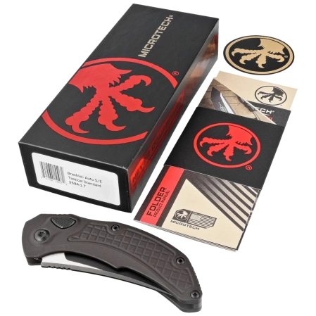 Nóż automatyczny Microtech Brachial Auto Black Aluminium, Black M390 by Bastinelli and Tony Marfione (268A-1T)