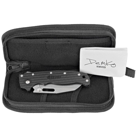 Demko Knife AD20.5 Shark Foot Black Grivory, Stonewashed D2 by Andrew Demko (205-BLK-D2-EP)