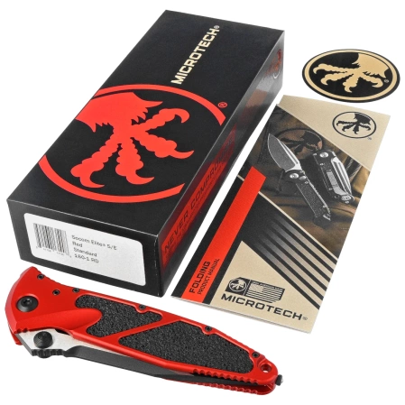 Nóż składany Microtech Socom Elite S/E-M Red Aluminum/3M, Black M390 by Tony Marfione (160-1RD)