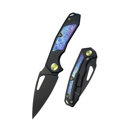 Kubey Coeus Knife Black Titanium/Timascus, Black DLC CPM S35VN (KB286B)