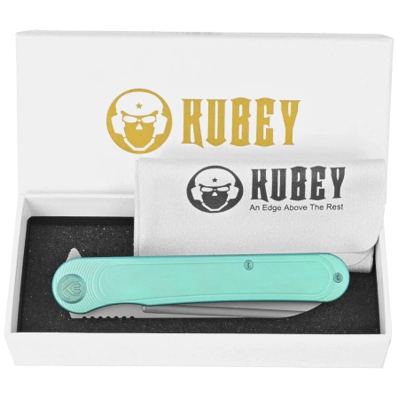 Kubey Dandy Knife Green Titanium, Sandblasted CPM S90V by Maksym Tkachuk (KB247F)