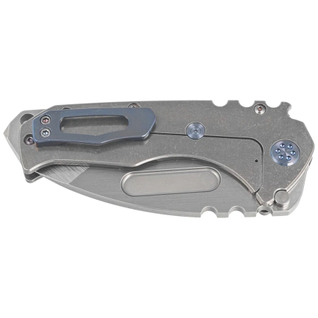 Medford Praetorian T Tanto Tumbled Titanium, Blue HW/Clip, Tumbled S45VN by Greg Medford (MK0124TT-01TM-T2C2-BN)