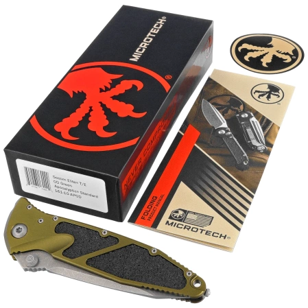 Microtech Socom Elite T/E-M Knife OD Green Aluminum, Apocalyptic M390MK by Tony Marfione (161-10APOD)