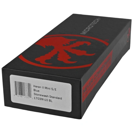 Nóż automatyczny OTF Microtech Hera II Mini S/E Blue Aluminium, Stonewashed M390MK by Tony Marfione (1703M-10BL)