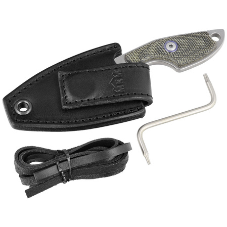 MKM Mikro 1 Green Canvas Micarta Neck Knife, Stonewashed M390 by Jesper Voxnæs (MKMR01-GC)