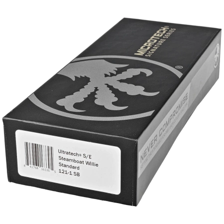 Nóż automatyczny OTF Microtech Ultratech S/E Steamboat Willie Signature Black Aluminium, Antique White M390 by Tony Marfione (121-1SB)