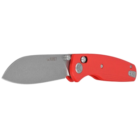 Kubey Breeze Knife Red G10, Stonewashed 14C28N by Caleb Waldman (KU288B)