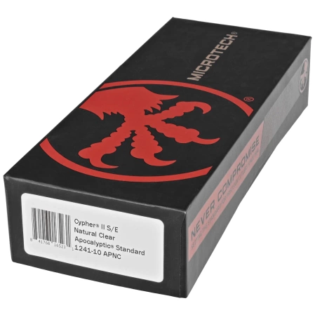 Microtech Cypher II S/E OTF Knife Natural Clear Aluminum, Apocalyptic M390MK by Deryk Munroe and Tony Marfione (1241-10APNC)