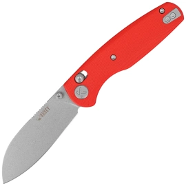Kubey Breeze Knife Red G10, Stonewashed 14C26N by Caleb Waldman (KU288B)