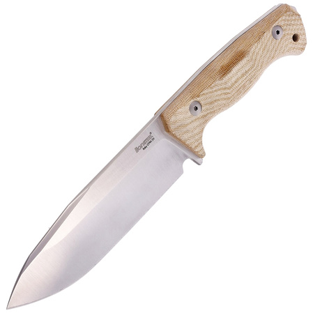 LionSteel Knife Natural Canvas Micarta, Satin CPM 3V by Molletta (T6 3V CVN)