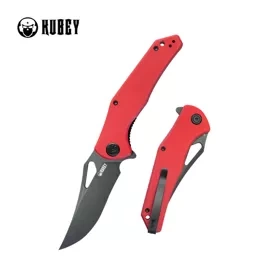 Nóż składany Kubey Phemius Red G10, Black Stonewashed 14C28N (KU149F)