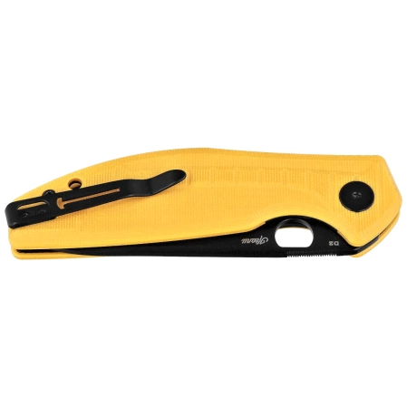 Nóż składany Bestechman Angry Owl Yellow G10, Black PVD D2 by Keanu Alfaro (BMK12A-2)