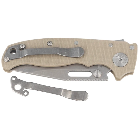 Demko AD20.5 Clip Point Knife Coyote Tan G10, Stonewashed CPM S35VN by Andrew Demko (205-S35-CPCT)