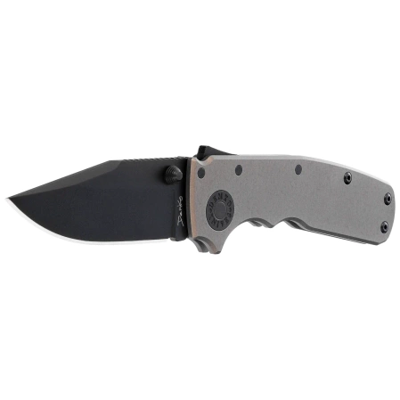 Demko Shark Cub Stealth Clip Point Knife Artillery Gray Aluminum, Black DLC CPM20CV by Andrew Demko (SC-20CV-ALUM-AG-CP)