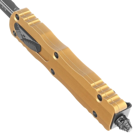 Microtech Dirac D/E OTF Knife Tan Aluminum, Black M390 by Tony Marfione (225-1TA)