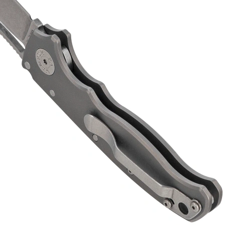 Demko AD20.5 Slicer Shark Knife Smooth Titanium, Stonewashed CPM 3V by Andrew Demko (AD20.5-3V-Smooth TI-SS)