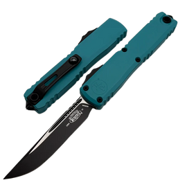 Microtech Ultratech Gen IV S/E OTF Knife Cerakote Cyan Aluminum, Black M390MK by Tony Marfione (11214-1CN)