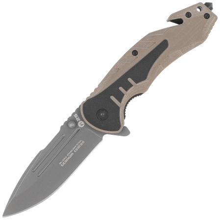 Nóż składany ratowniczy K25 RK-18318 Tan/Black G10, Titanium 7Cr17Mov