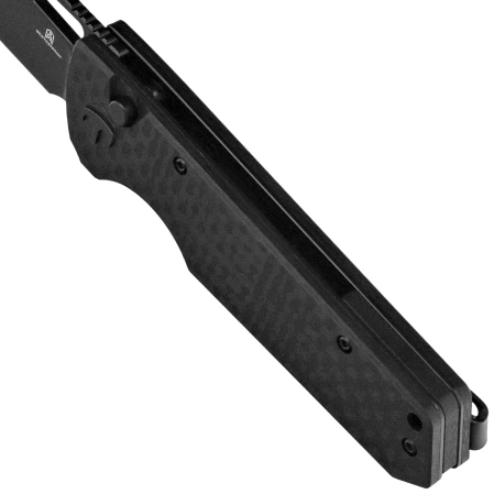 Bestechman Guardian Knife Black G10 w/ Carbon Fiber Pattern, Black PVD D2 (BMK11E)