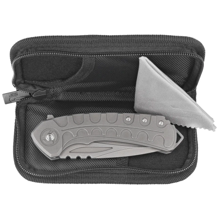 Bestech Buwaya Dark Bead Blast Titanium, Dark Bead Blast M390 by Kombou Knife (BT2203A)