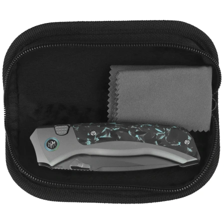 Remette RT-Steed Knife Gray Titanium/Black-Blue Carbon Fiber, Pearlescent M390 (RTWS-TB)