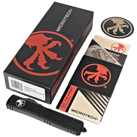 Microtech Ultratech D/E OTF Knife Black Aluminum, Tactical P/S M390 by Tony Marfione (122-2T)