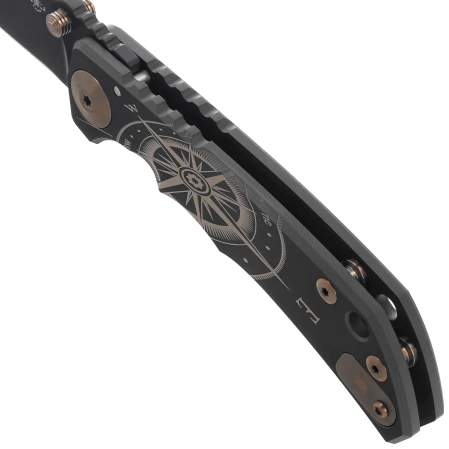 Nóż składany Spartan Blades Harsey Folder Golden Compass Black Titanium, Bronze HW, Black PVD MagnaCut by William W. Harsey (SF5GOLDENCOMPASS)