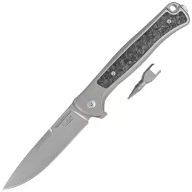LionSteel Skinny Knife Grey Titanium/Carbon Fiber, Stonewashed MagnaCut by Molletta (SK01 GY)