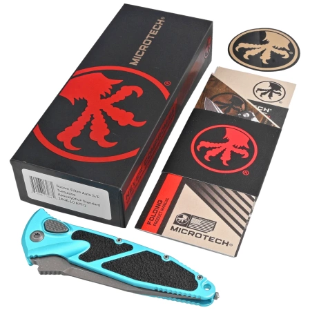 Nóż automatyczny Microtech Socom Elite Auto S/E Turquoise Aluminium, Apocalyptic M390 by Tony Marfione (160A-10APTQ)